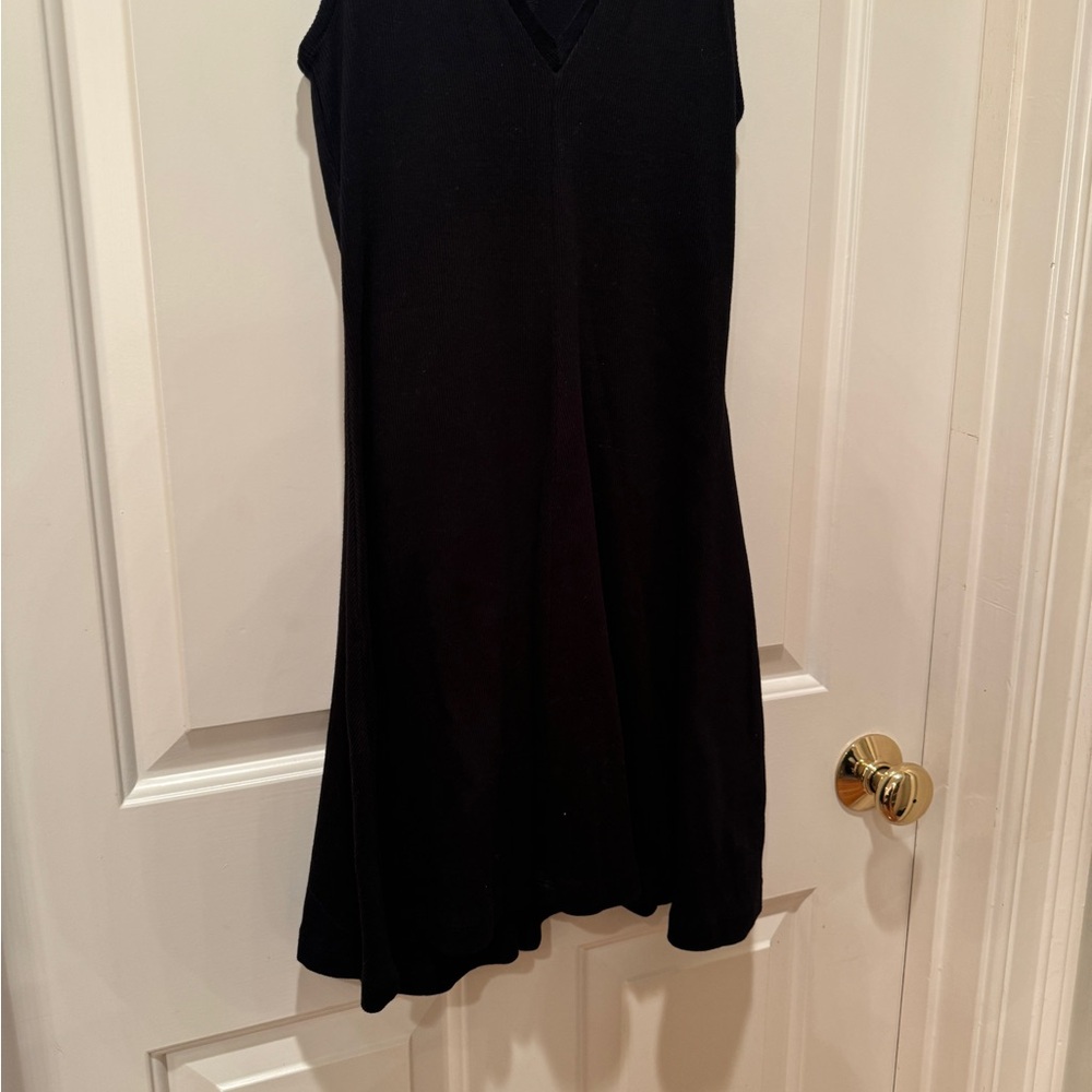 Zara Lapel Collared Ribbed Black Dress - Picture 5 of 7